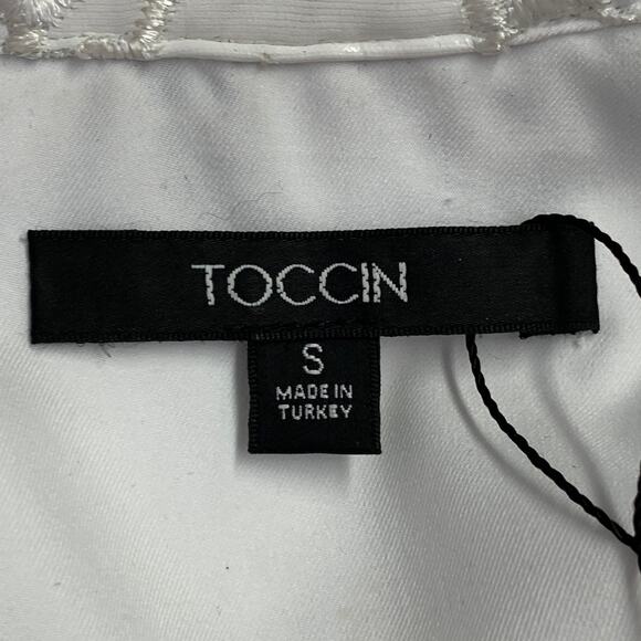 TOCCIN(NY) Size S Ivory Polyester Lace A-Line Belted Shirt Dress - Picture 8 of 10